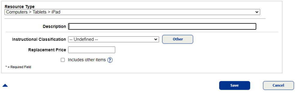 Add Resource page for district user.